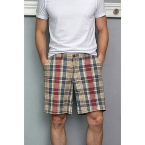 Nautica Shorts Mens 34 Multi Plaid Clipper Relaxed Fit Cotton Flat Front Casual